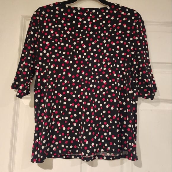 George stretchy black, red, and white polka dot blouse L - Picture 3 of 3